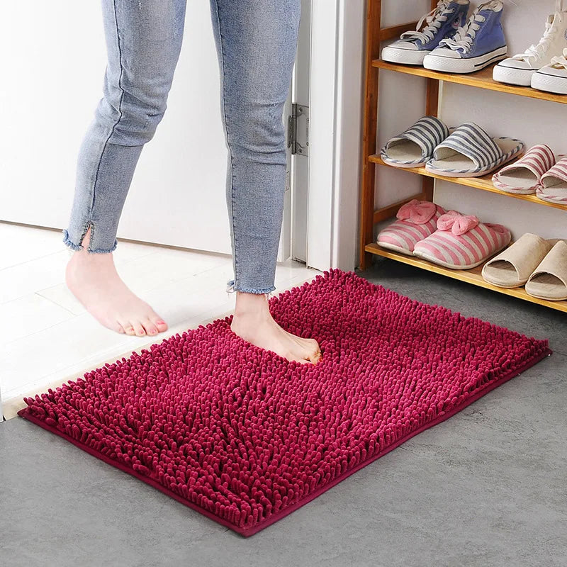 Chenille Bathroom Rug Soft Absorbent Non-Slip Floor Mat