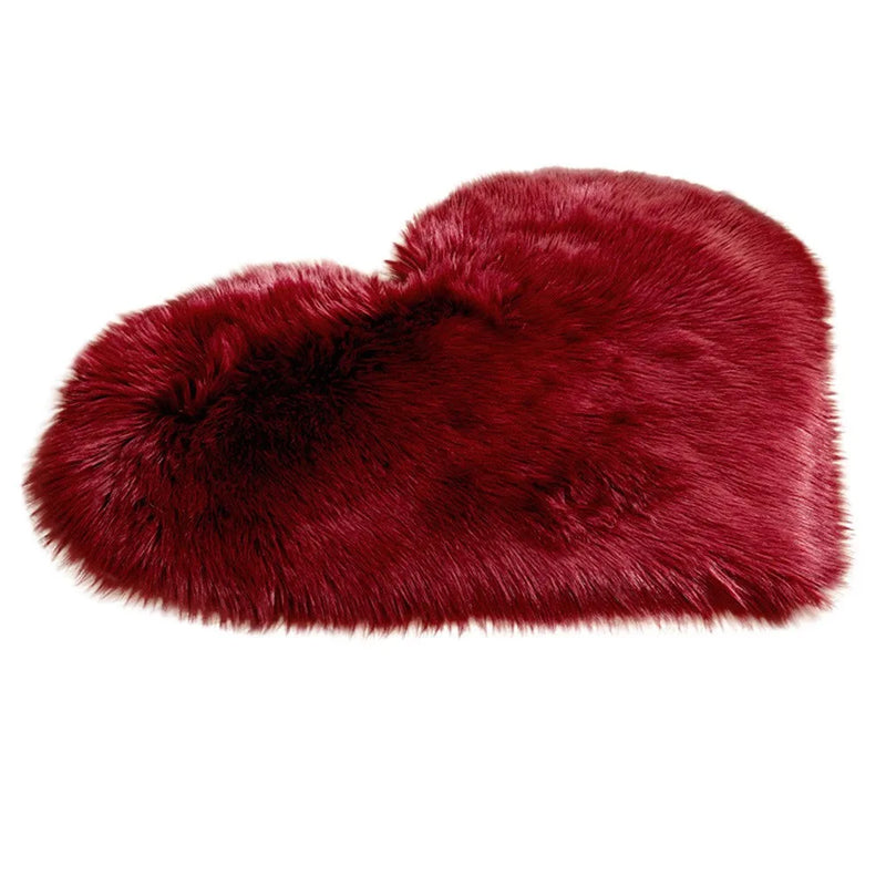 Soft Fluffy Heart Mat Cozy Plush Rug for Bedroom