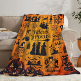 Cozy Harvest Moon Blanket with Ghost and Pumpkin Cushion