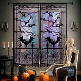Gothic Black Lace Door Curtain | Spider, Witch & Bat Halloween Decor