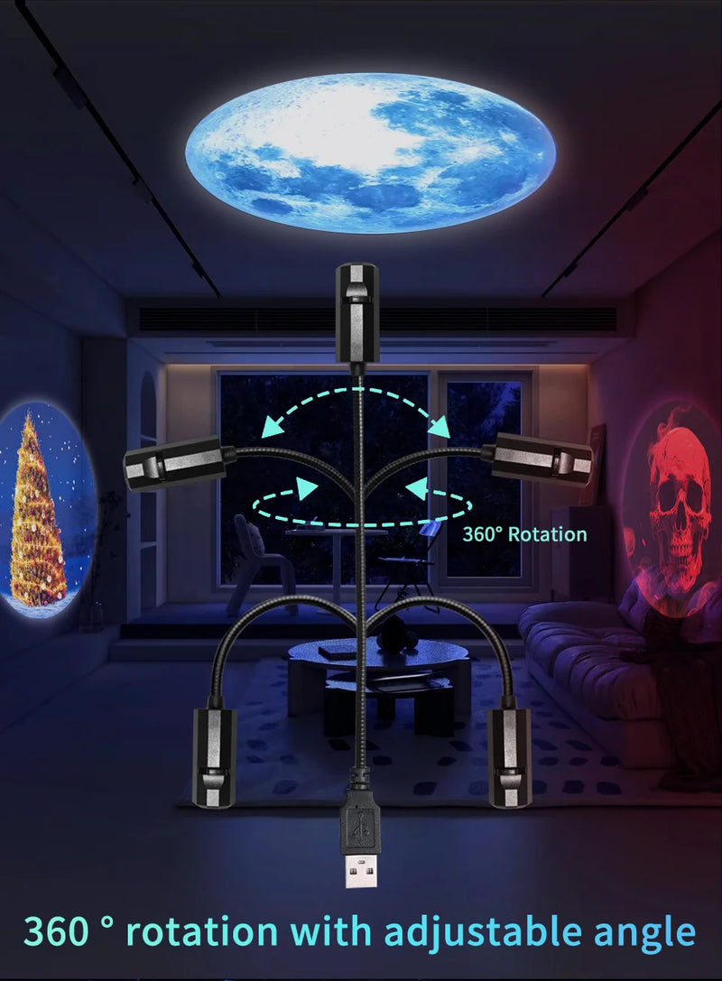USB Mood Light Projector for Bedroom or Home Moon Lamp