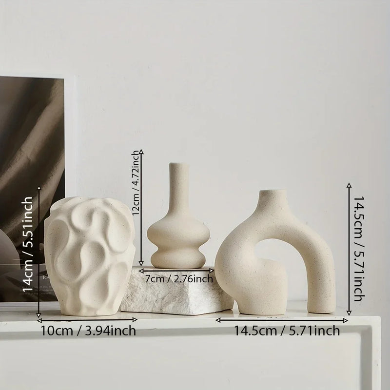 Geometric Donut Vase – Nordic Minimalist Ceramic Home Décor Sculpture