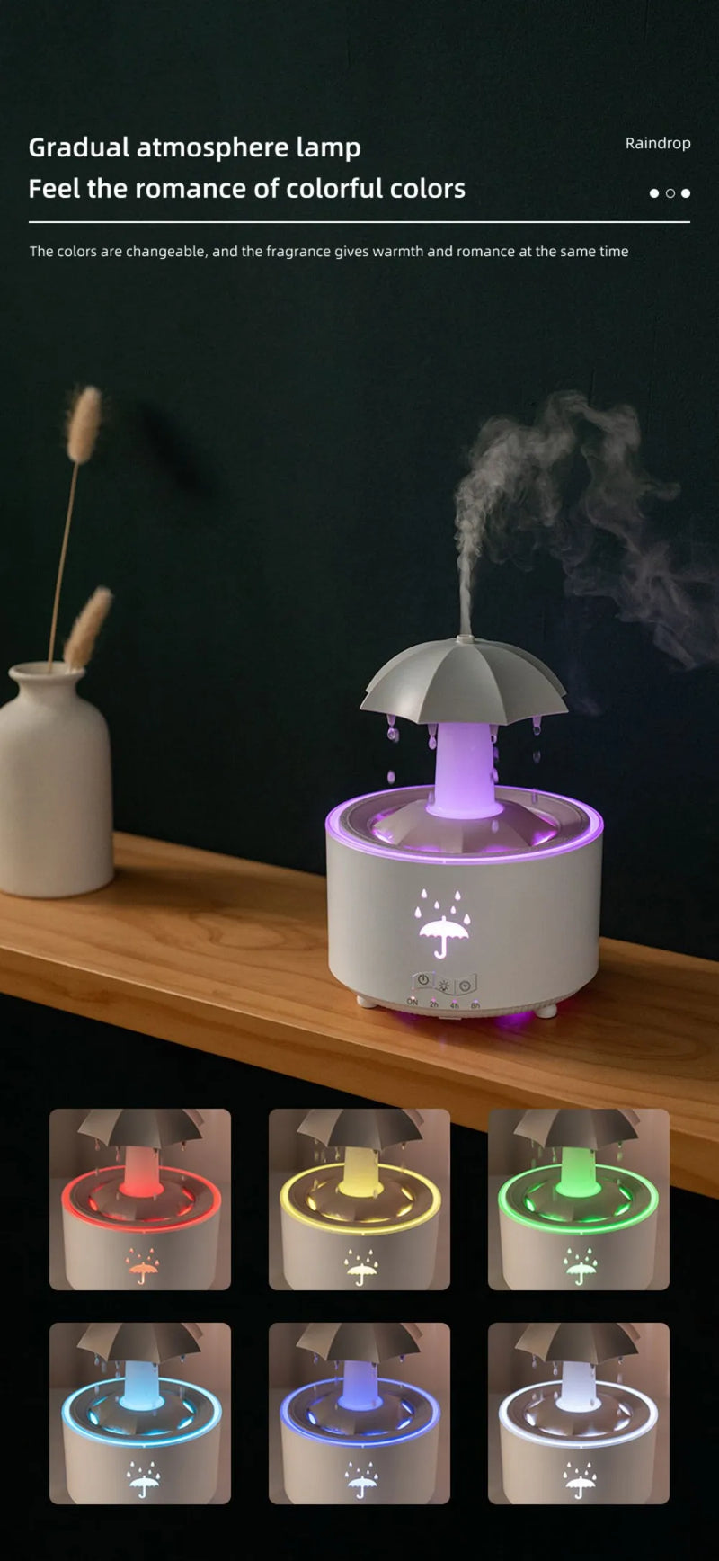 Rotating Umbrella Humidifier Water Drop Mute Air Desktop