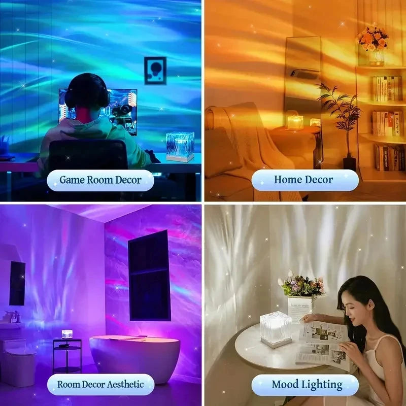 USB LED Water Ripple Projector Mood Lamp 16-Color Remote