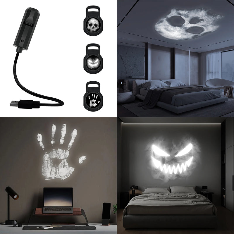Halloween Skull Projection Light Dynamic LED Night Lamp