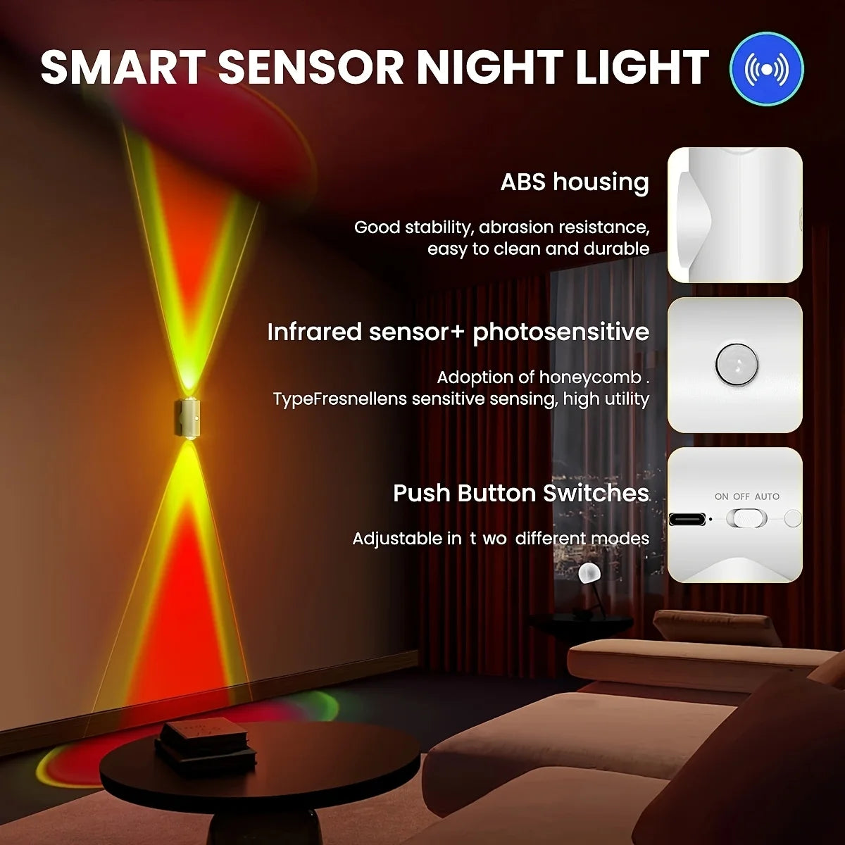 Smart Motion Sensor Night Light Type-C Rechargeable LED