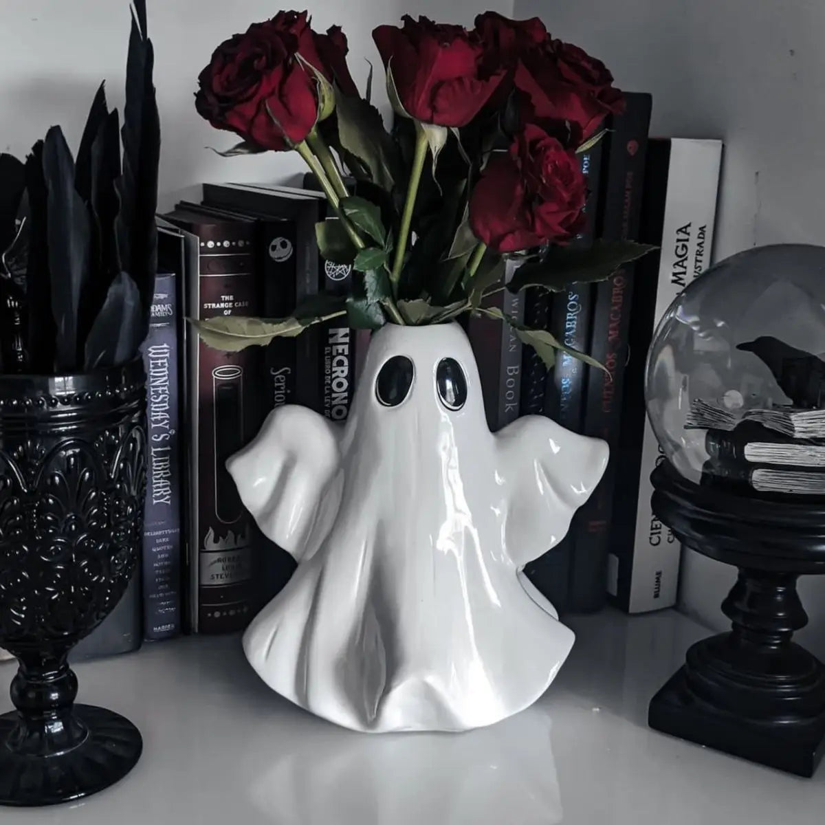 Spooky Chic Ghost Vase | Gothic Ceramic Planter for Halloween & Beyond!