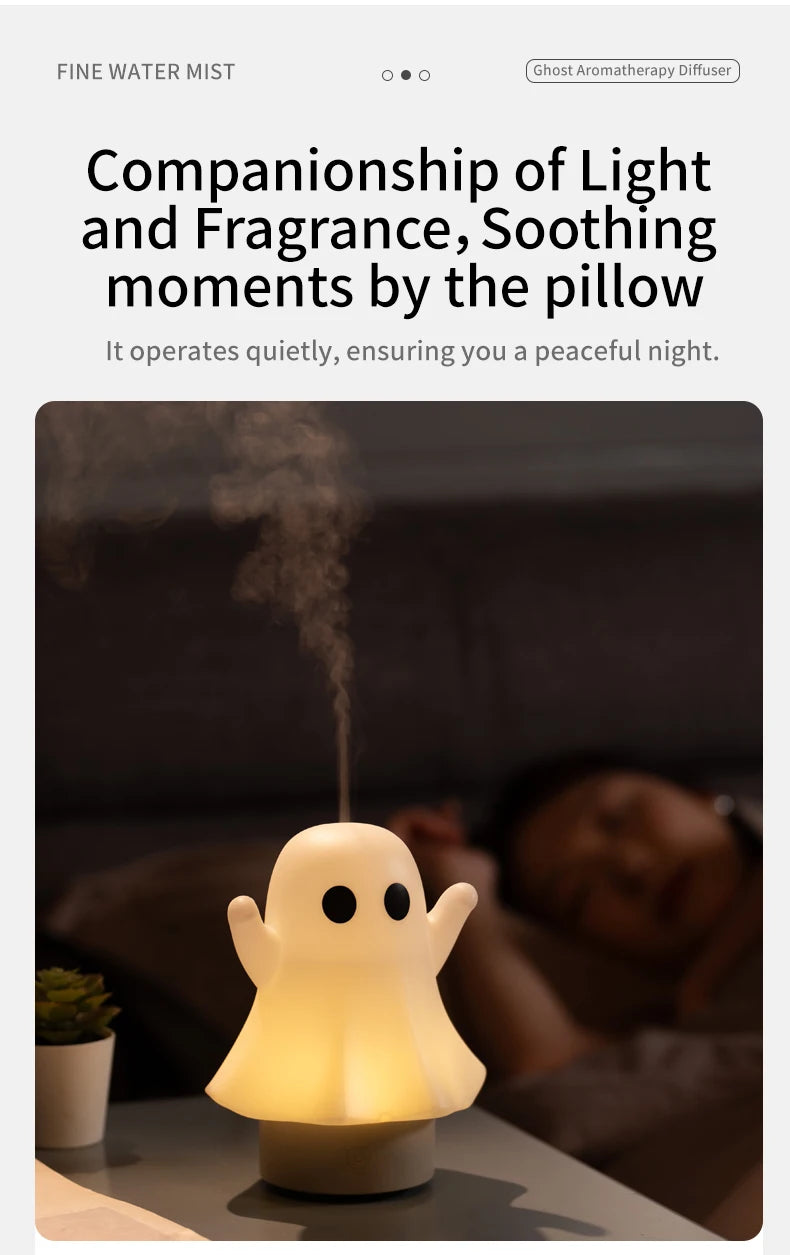 Cute Ghost Ultrasonic Air Humidifier with 7-Color LED