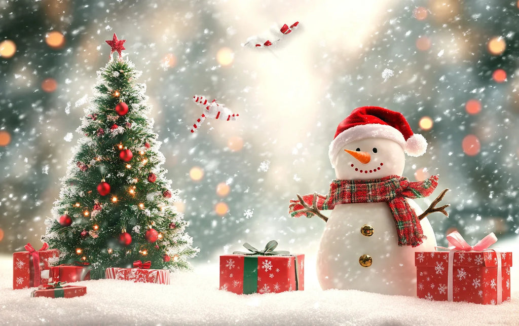 Christmas Decoration 2025 Photography Background Christmas Tree Snowman Photo Background Xmas Party Supplies Home Wall Banner