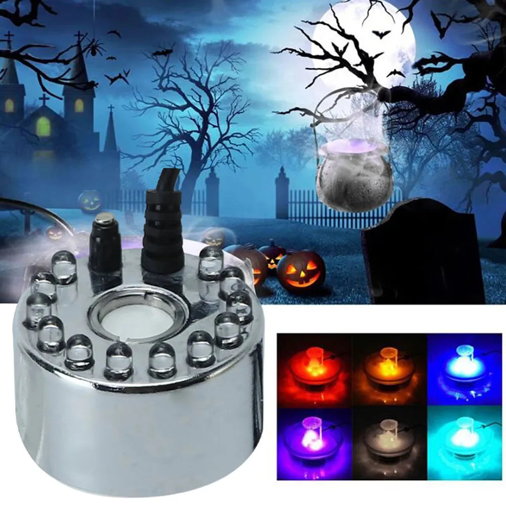 12-Light LED Fog Machine Ultrasonic Mist Maker for Home