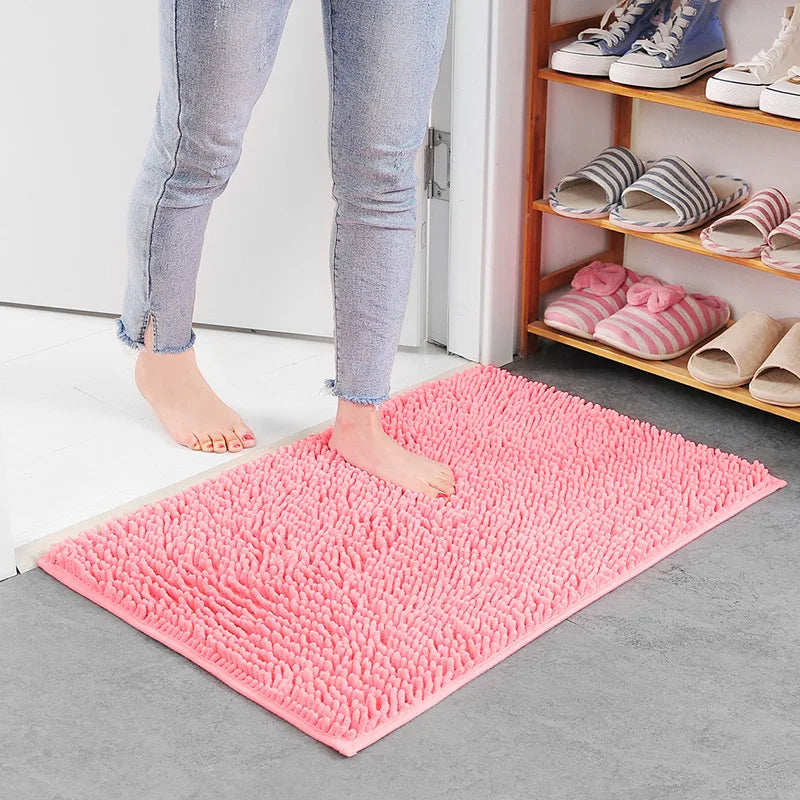 Chenille Bathroom Rug Soft Absorbent Non-Slip Floor Mat