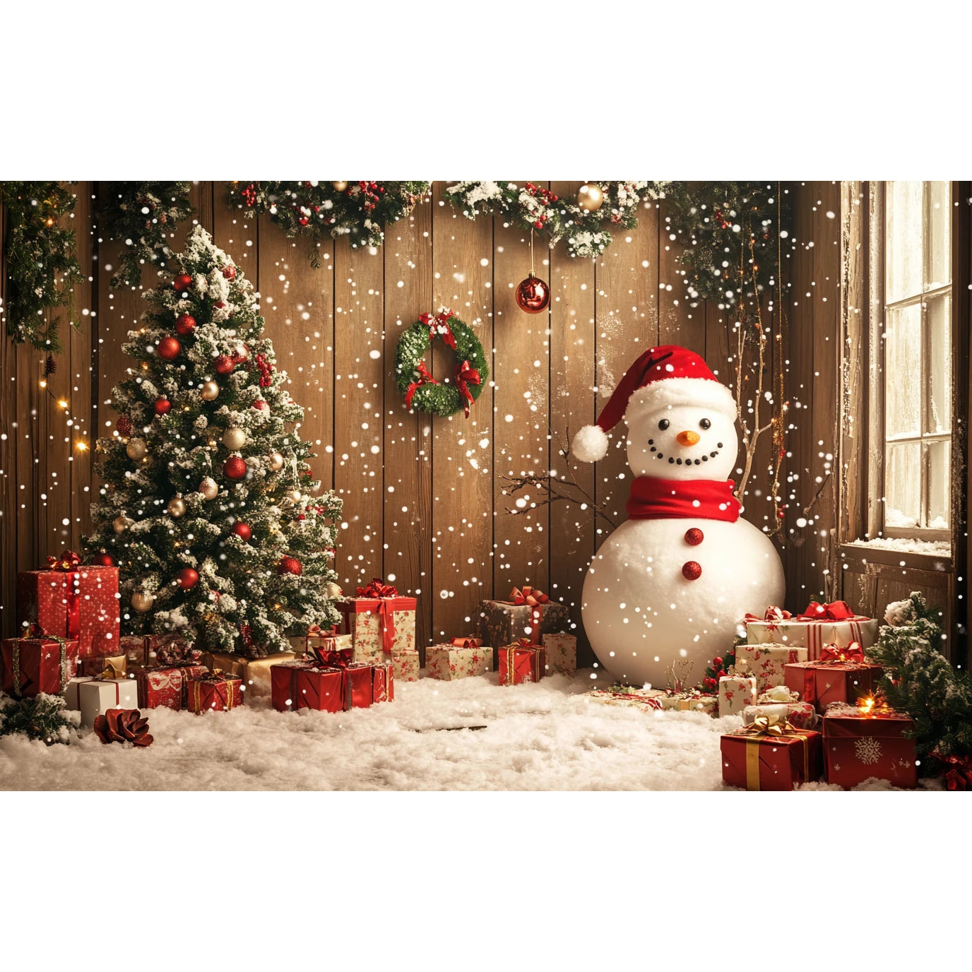 Christmas Decoration 2025 Photography Background Christmas Tree Snowman Photo Background Xmas Party Supplies Home Wall Banner