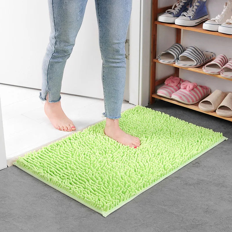 Chenille Bathroom Rug Soft Absorbent Non-Slip Floor Mat