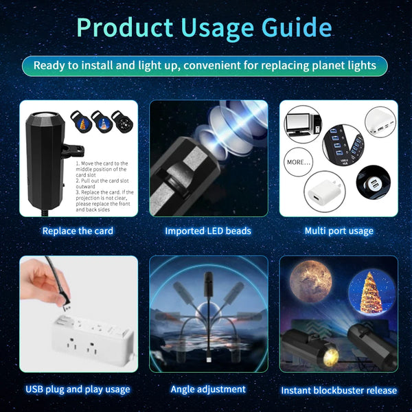 USB Mood Light Projector for Bedroom or Home Moon Lamp