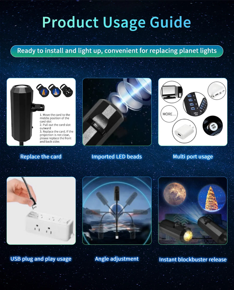 USB Mood Light Projector for Bedroom or Home Moon Lamp