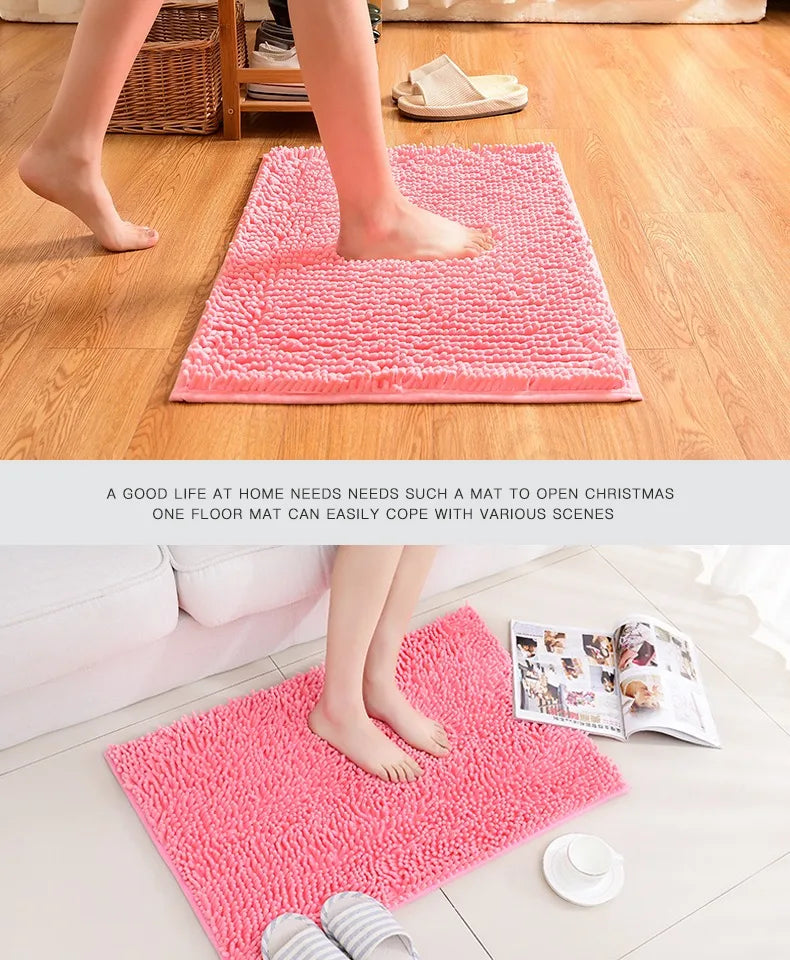 Chenille Bathroom Rug Soft Absorbent Non-Slip Floor Mat