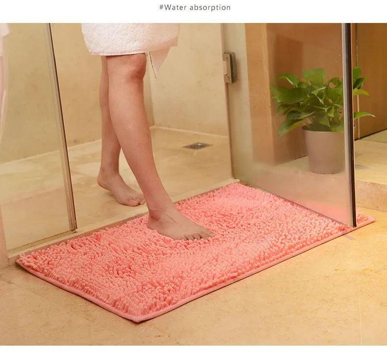 Chenille Bathroom Rug Soft Absorbent Non-Slip Floor Mat