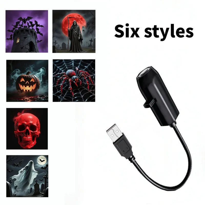 USB Ghost and Skull Rotating Projector Halloween Lamp