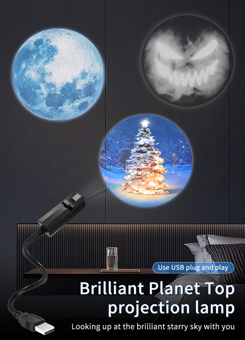 USB Mood Light Projector for Bedroom or Home Moon Lamp