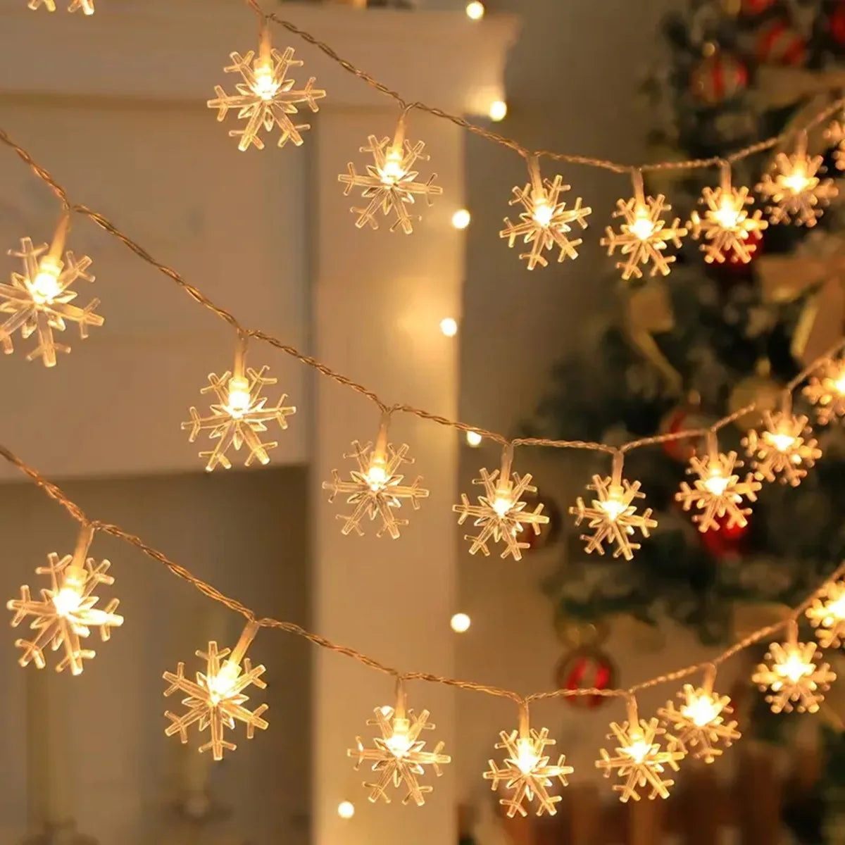 Christmas Snowflake String Light Indoor & Outdoor Hanging Decorative
