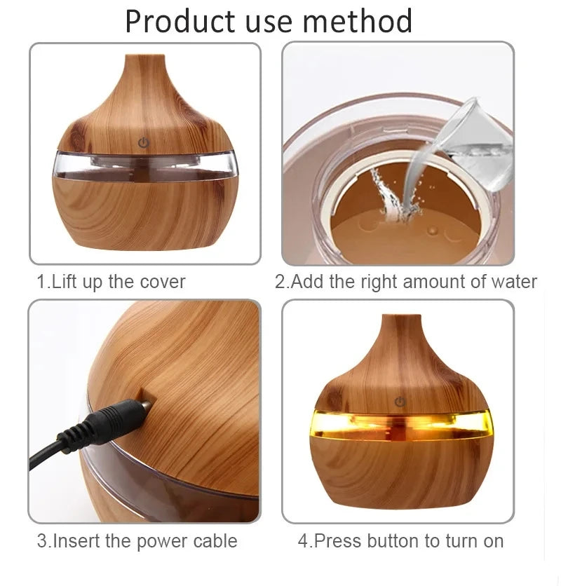 Ultrasonic Aroma Diffuser Wood Grain Electric Essential Oil