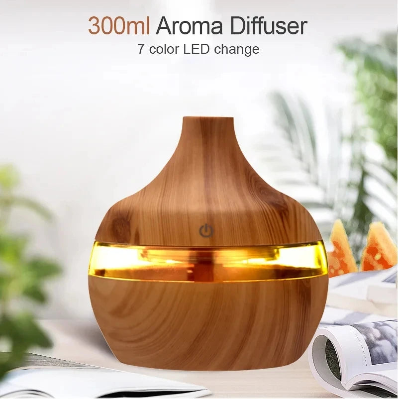 Ultrasonic Aroma Diffuser Wood Grain Electric Essential Oil