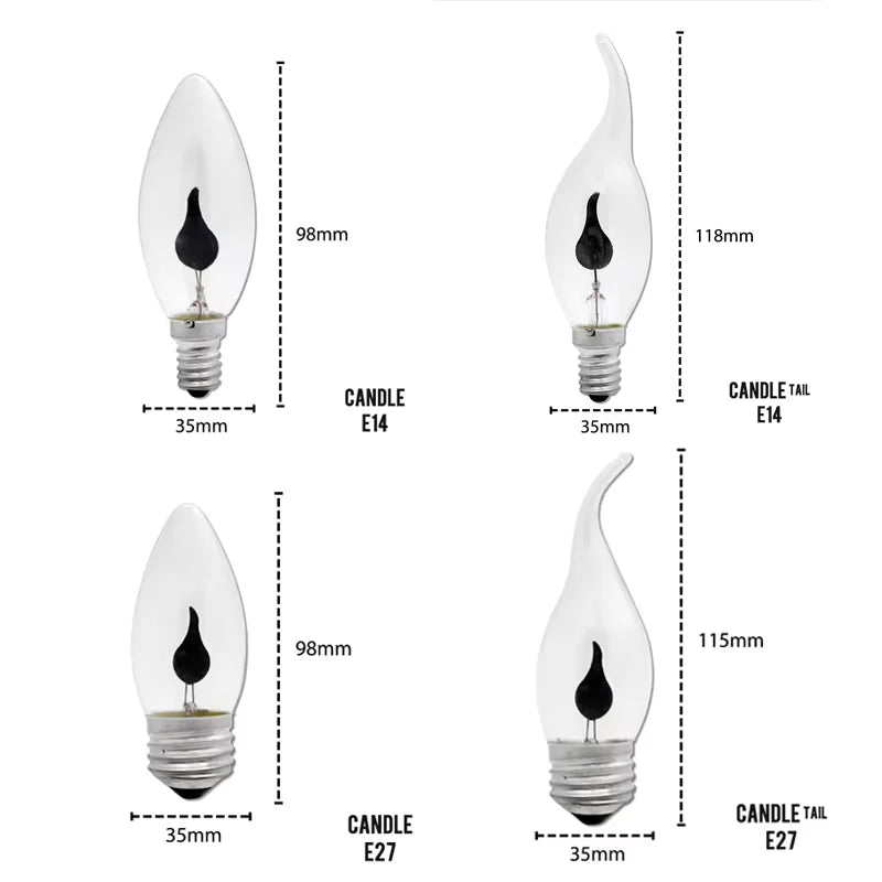 4-Pack Decorative LED Candle Bulbs Flickering Flame Effect
