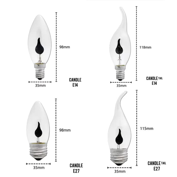 4-Pack Decorative LED Candle Bulbs Flickering Flame Effect