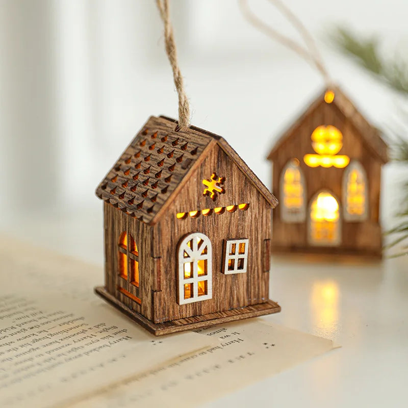 Christmas LED Light Wooden House Luminous