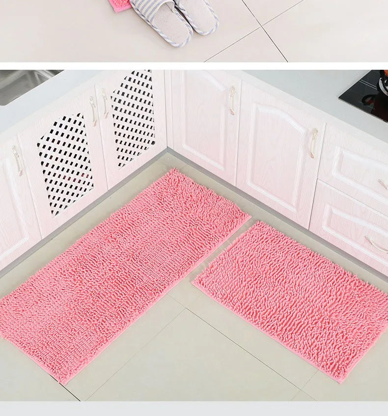 Chenille Bathroom Rug Soft Absorbent Non-Slip Floor Mat