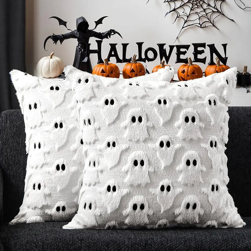 Ghost & Pumpkin Pillow Covers Set for Halloween Plush Soft