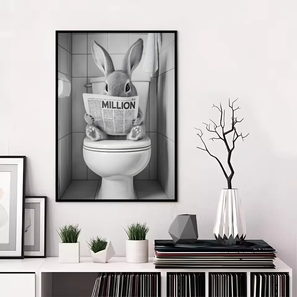 Funny Animal Bathroom Poster | Modern & Waterproof HD Wall Art