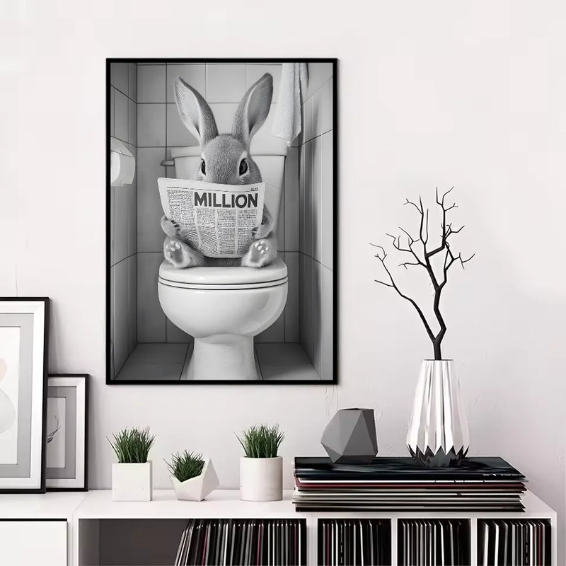 Funny Animal Bathroom Poster | Modern & Waterproof HD Wall Art