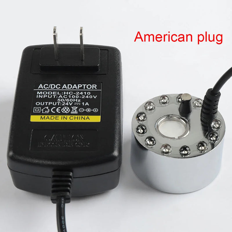 12-Light LED Fog Machine Ultrasonic Mist Maker for Home