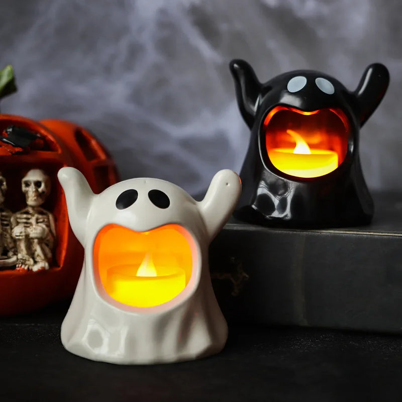 Flameless Ghost Candle LED Lamp – Spooky Halloween Decor